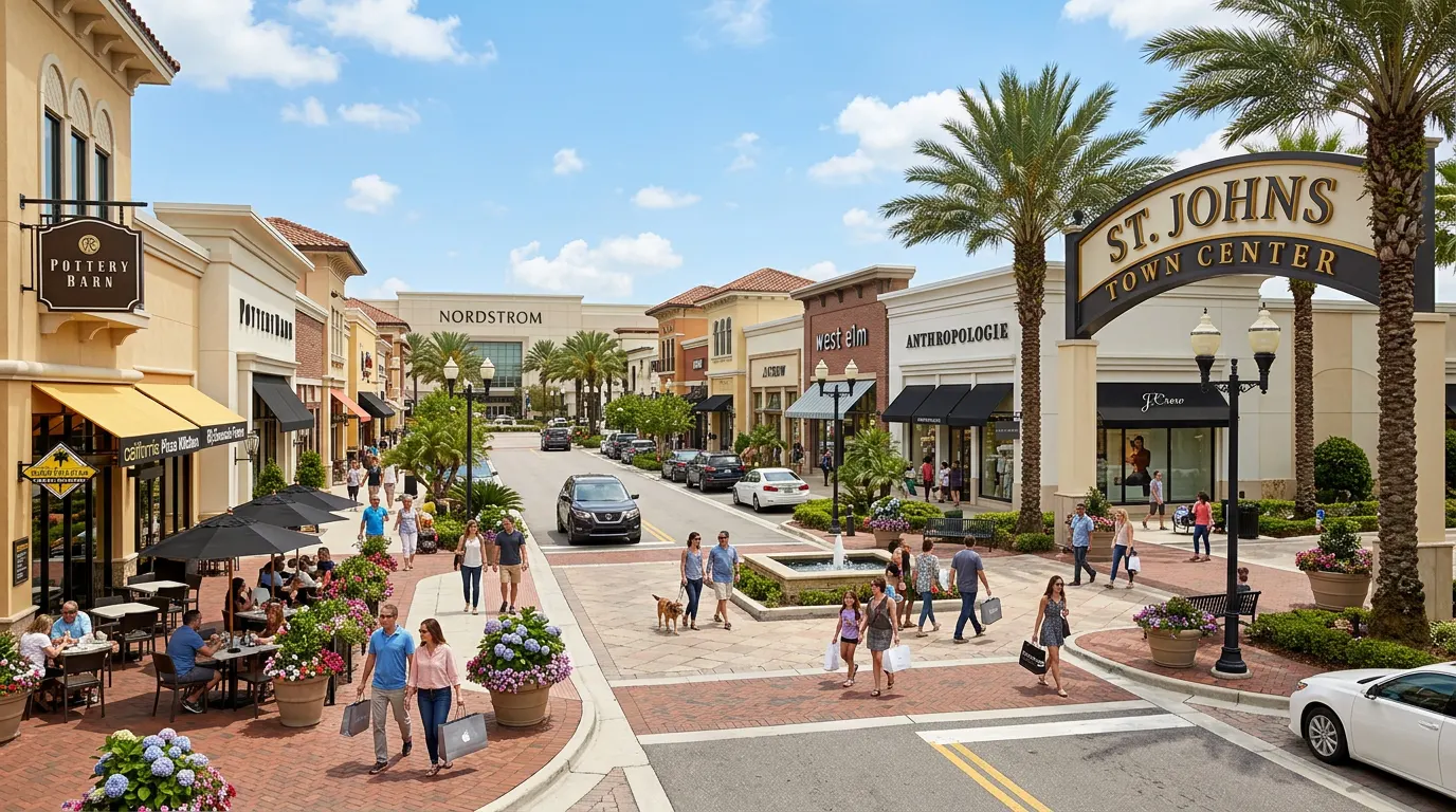 Shops and palms along the Southside and Baymeadows area of Jacksonville